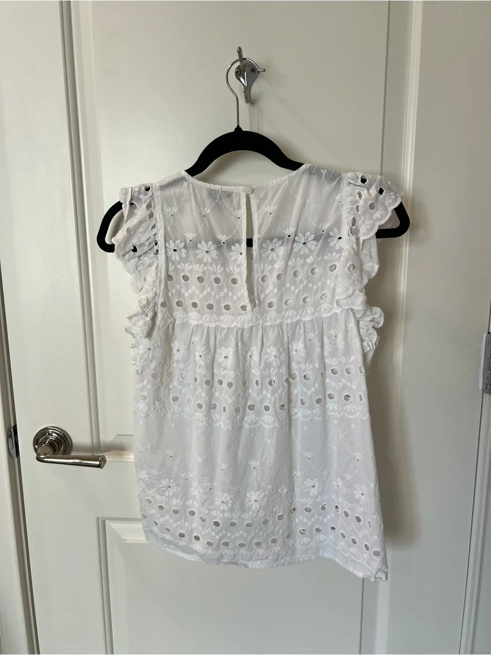 Kate Spade White Eyelet Ruffle Sleeve Women's Top